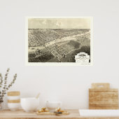 Bay City, MI Panorama Karte - 1867 Poster (Küche)