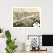 Bay City, MI Panorama Karte - 1867 Poster (Heimbüro)