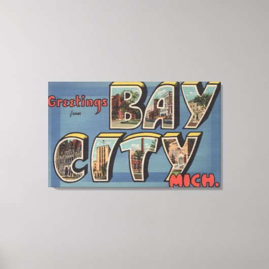 Bay City, Michigan - Große Buchstabenszenen 2 Leinwanddruck (Vorderseite)