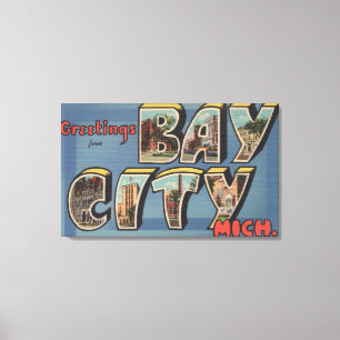 Bay City, Michigan - Große Buchstabenszenen 2 Leinwanddruck