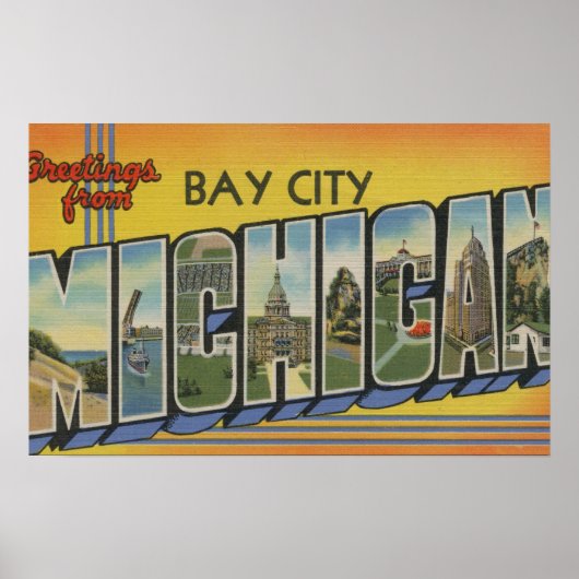 Bay City, Michigan - Große Buchstabenszenen Poster (Vorne)