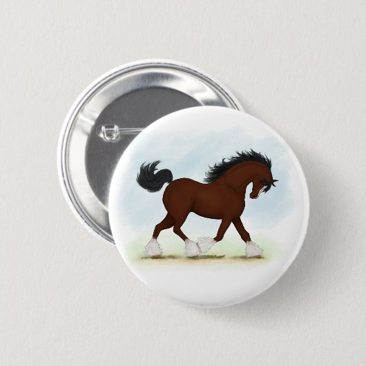 Bay Clydesdale Horse Button (Vorne & Hinten)