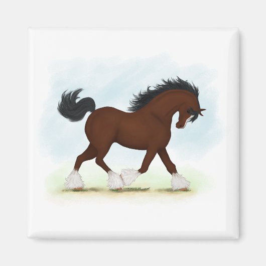 Bay Clydesdale Horse Magnet (Vorne)
