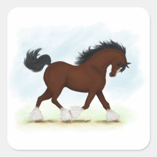 Bay Clydesdale Horse Quadratischer Aufkleber