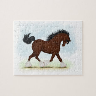 Bay Clydesdale Pferd T-Shirt Puzzle