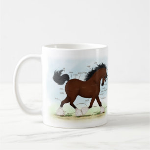 Bay Clydesdale Pferde Anatomische Übersicht Erzieh Kaffeetasse
