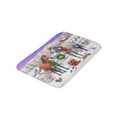 Bay & Dapple Gray Pferde in Schnee Weihnachtsfarm Badematte (Schrägansicht)