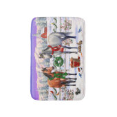 Bay & Dapple Gray Pferde in Schnee Weihnachtsfarm Badematte (Vorderseite Vertikal)