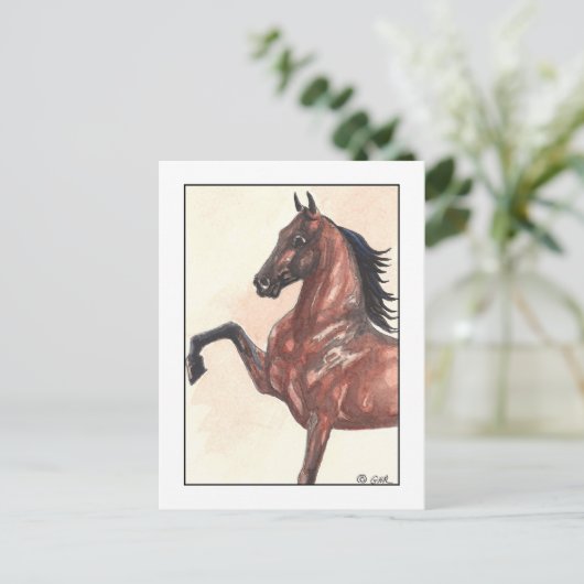 Bay Harness Pony 1 Postkarte (Stehend Vorderseite)