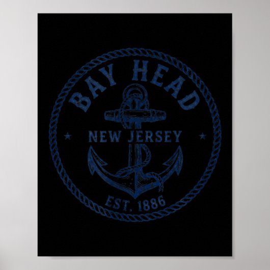 Bay Head New Jersey Schiffsanker-Abzeichen-Design Poster (Vorne)