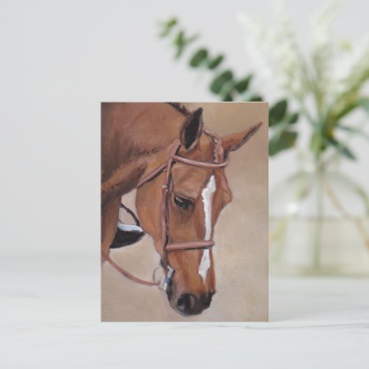Bay Horse Animal Art Postcard Postkarte (Stehend Vorderseite)