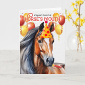 Bay Horse Funny Birthday Karte (Gelbe Blume)