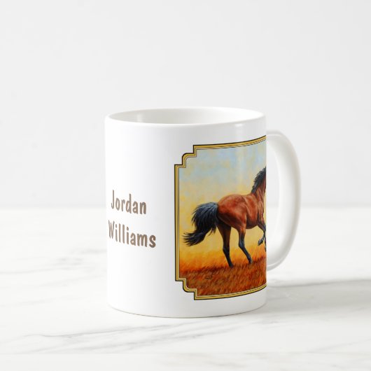 Bay Horse Galloping Kaffeetasse (VorderseiteRechts)