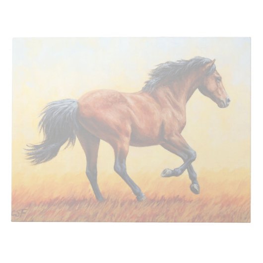 Bay Horse Galloping Notizblock (Vorderseite)