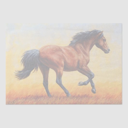 Bay Horse Galloping Seidenpapier (Vorderseite)