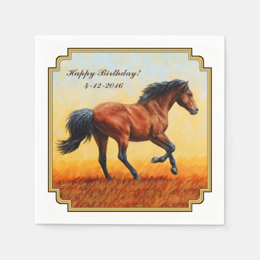 Bay Horse Galloping Serviette (Vorderseite)