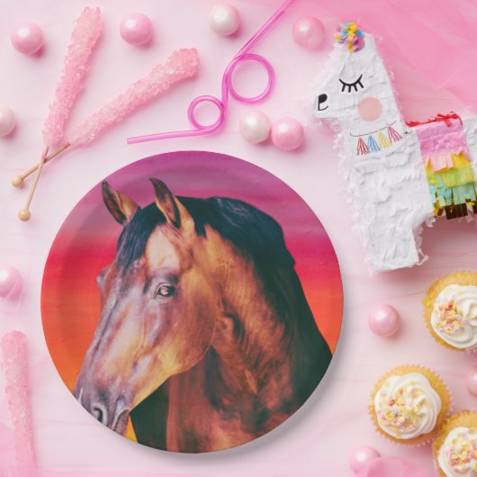 Bay Horse Gradient Pappteller (Party)