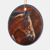 Bay Horse Hanoverian Warmblut Keramik Ornament (Links)