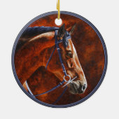 Bay Horse Hanoverian Warmblut Keramik Ornament (Hinten)