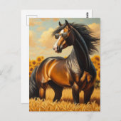 Bay Horse in Sonnenbrille Postkarte (Vorne/Hinten)