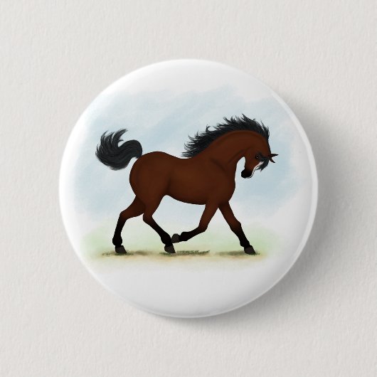 Bay Horse mit Blaze Button (Vorderseite)