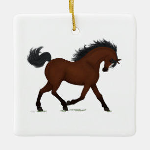 Bay Horse mit Blaze Personalisiertes Weihnachtsfes Keramikornament