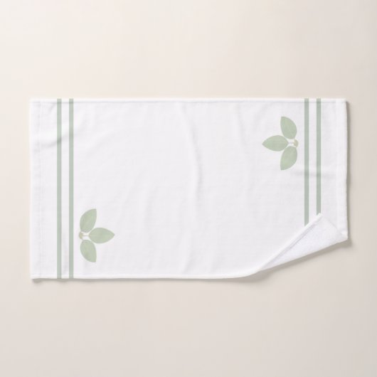 Bay Laurel Blätter & Streifen auf Weiß Badhandtuch Set (Handtuch)
