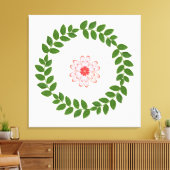 Bay Laurel Wreath & Herz Blume Mandala Leinwanddruck (Insitu (Wohnzimmer))