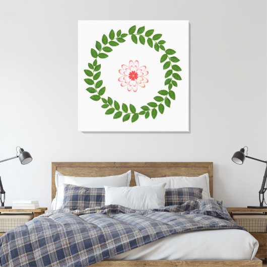 Bay Laurel Wreath & Herz Blume Mandala Leinwanddruck (Insitu (Schlafzimmer))