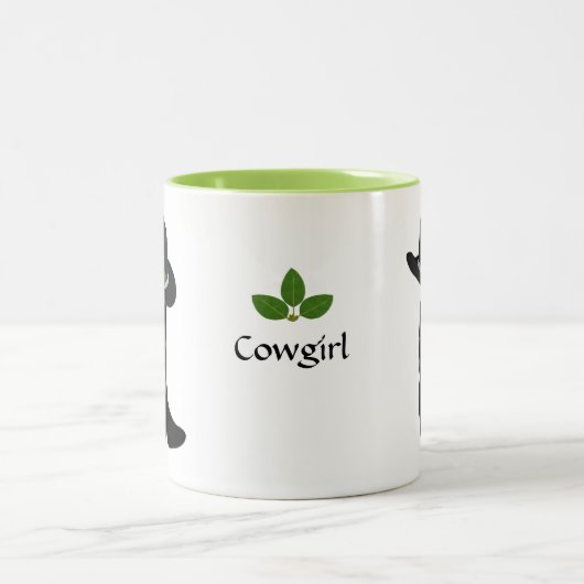 Bay Leaf, Cowgirl Black Hat & Boot Zweifarbige Tasse (Mittel)