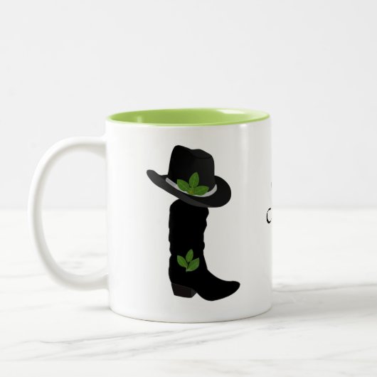 Bay Leaf, Cowgirl Black Hat & Boot Zweifarbige Tasse (Links)