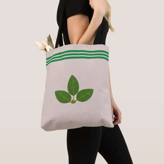 Bay Leaf Pflanze auf Green & Beige Tote Bag Tasche (Von Nahem)