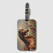 Bay Mare mit Foal-Wildblumen Gepäckanhänger (Vorderseite Vertikal)