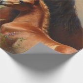 Bay Mare mit Foal-Wildblumen Geschenkpapier (Ecke)