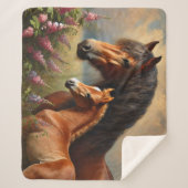 Bay Mare mit Foal-Wildblumen Sherpadecke (Vorderseite)