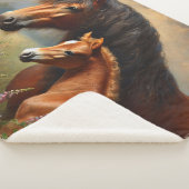 Bay Mare mit Foal-Wildblumen Sherpadecke (3/4)