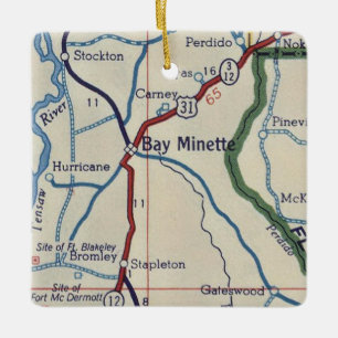 Bay Minette AL Vintage Map Keramikornament