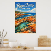 Bay of Fires Tasmania - Vintage Reise Poster (Küche)