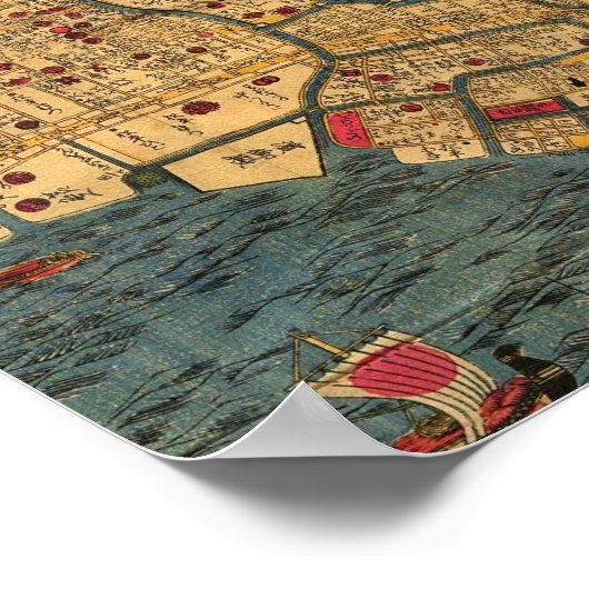 Bay of Tokyo Japanisches Kartenposter, Edo-Periode Poster (Ecke)