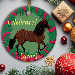 Bay Paso Fino Pferd Keepake Jahr Weihnachten Keramikornament