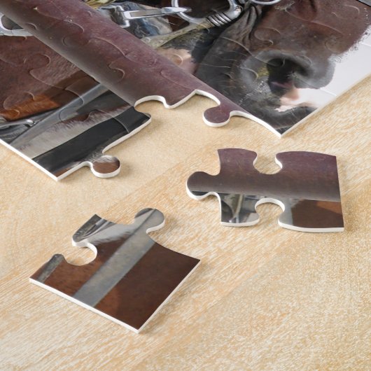 Bay Pinto Amish Buggy Horse in Kalona, Iowa Puzzle (Seite)