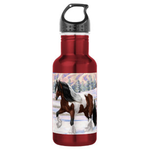 Bay Pinto Brown Skewbald Sinti und Roma Vanner Tin Edelstahlflasche