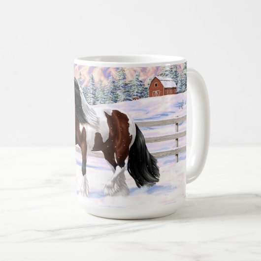 Bay Pinto Brown Skewbald Sinti und Roma Vanner Tin Kaffeetasse (VorderseiteRechts)