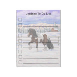 Bay Pinto Brown Skewbald Sinti und Roma Vanner Tin Notizblock