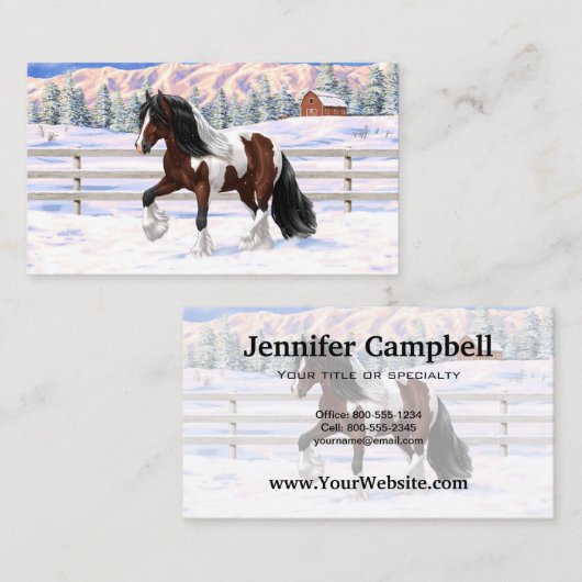 Bay Pinto Brown Skewbald Sinti und Roma Vanner Tin Visitenkarte (Vorne/Hinten)