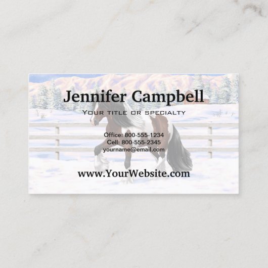 Bay Pinto Brown Skewbald Sinti und Roma Vanner Tin Visitenkarte (Rückseite)