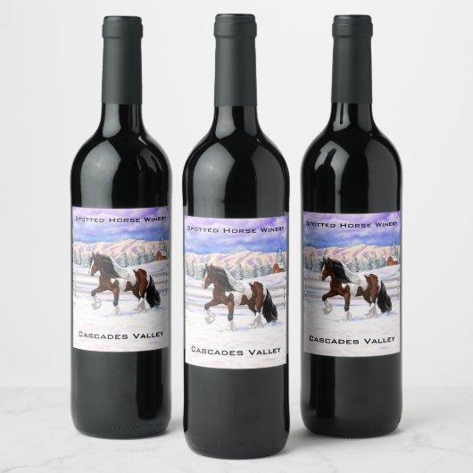 Bay Pinto Brown Skewbald Sinti und Roma Vanner Tin Weinetikett (Flaschen)