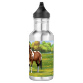 Bay Pinto Paint Quarter Pferde im Sommer Weide Edelstahlflasche (Rechts)