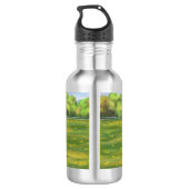 Bay Pinto Paint Quarter Pferde im Sommer Weide Edelstahlflasche (Rückseite)