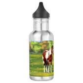 Bay Pinto Paint Quarter Pferde im Sommer Weide Edelstahlflasche (Links)